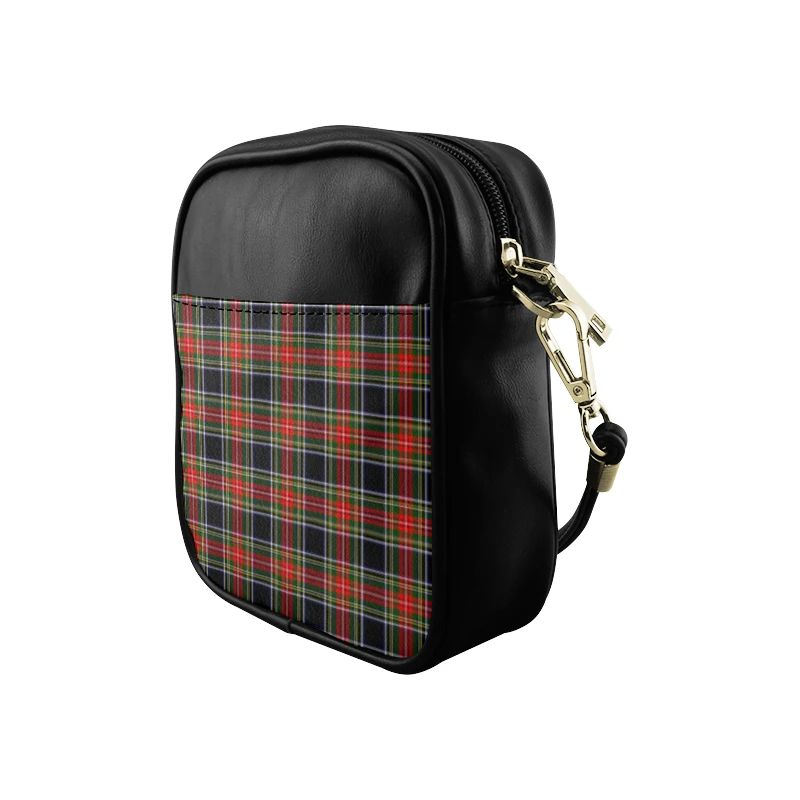 Stewart Black Tartan Plaid Sling Bag