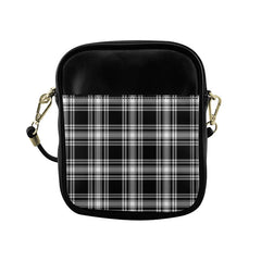 Menzies Black _ White Modern Tartan Plaid Sling Bag