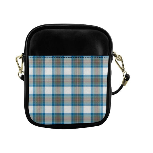 Stewart Muted Blue Tartan Plaid Sling Bag