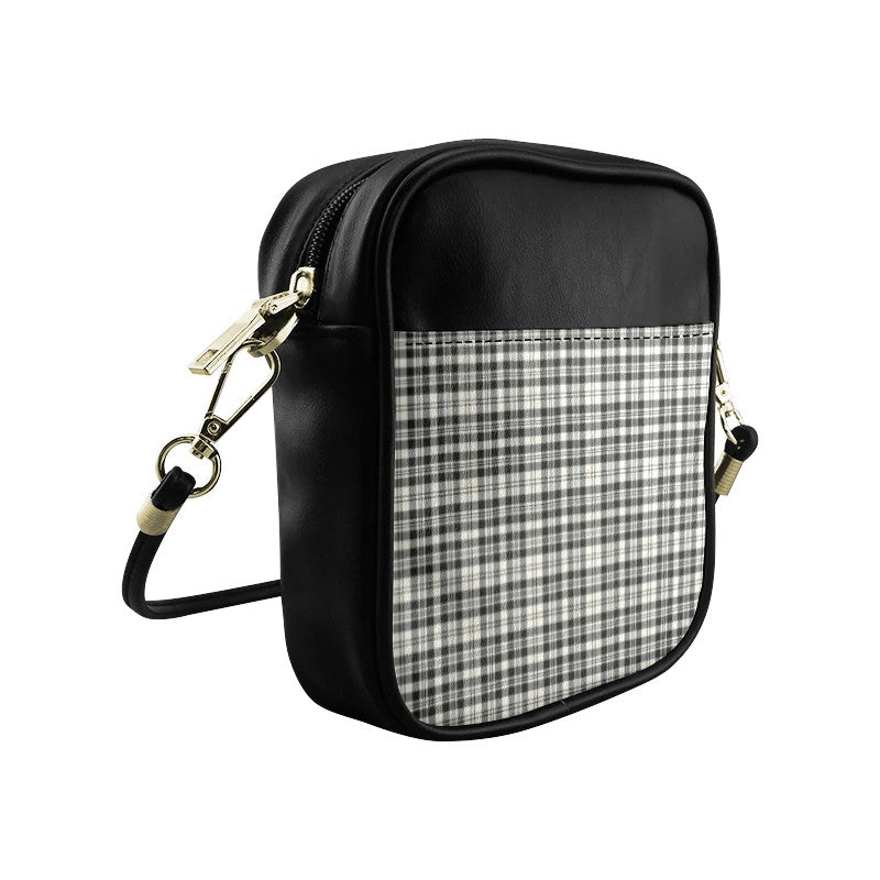 Scott Black _ White Ancient Tartan Plaid Sling Bag