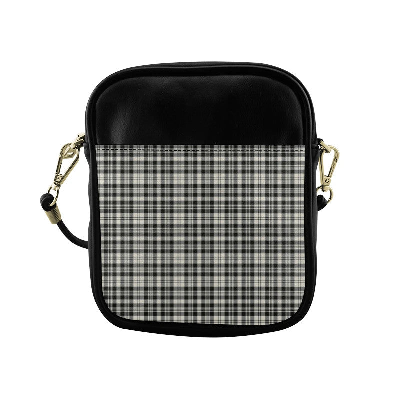 Scott Black _ White Ancient Tartan Plaid Sling Bag