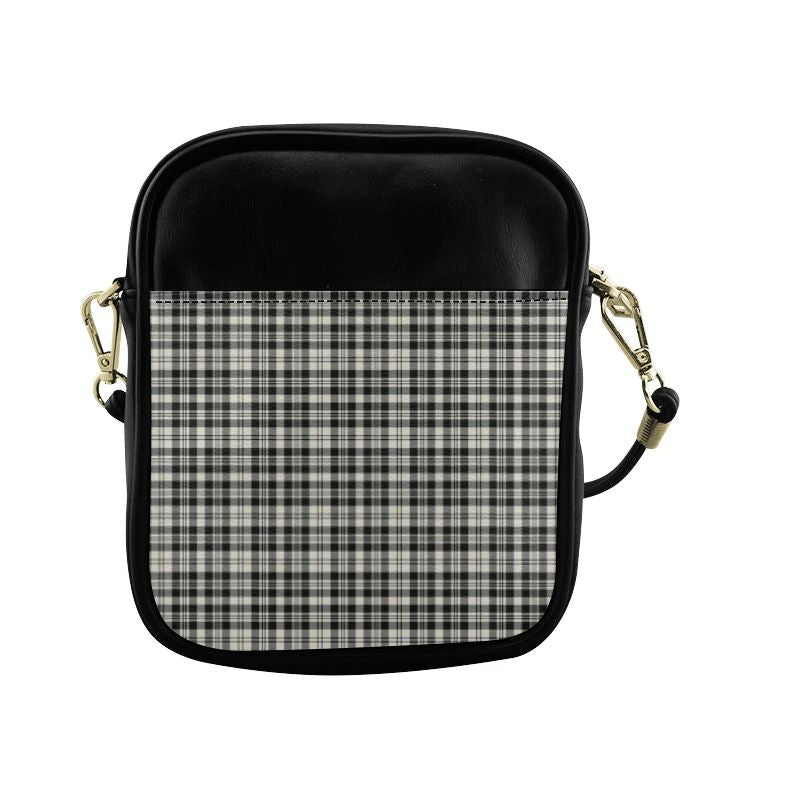 Scott Black _ White Ancient Tartan Plaid Sling Bag