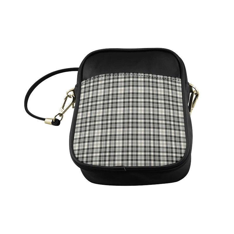 Scott Black _ White Ancient Tartan Plaid Sling Bag