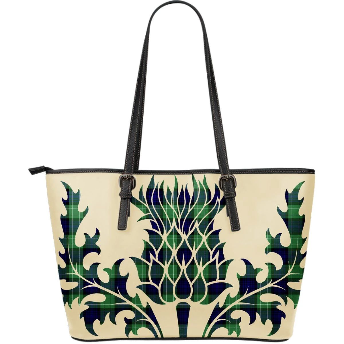 Abercrombie Tartan Leather Tote Bag Big Thistle Style