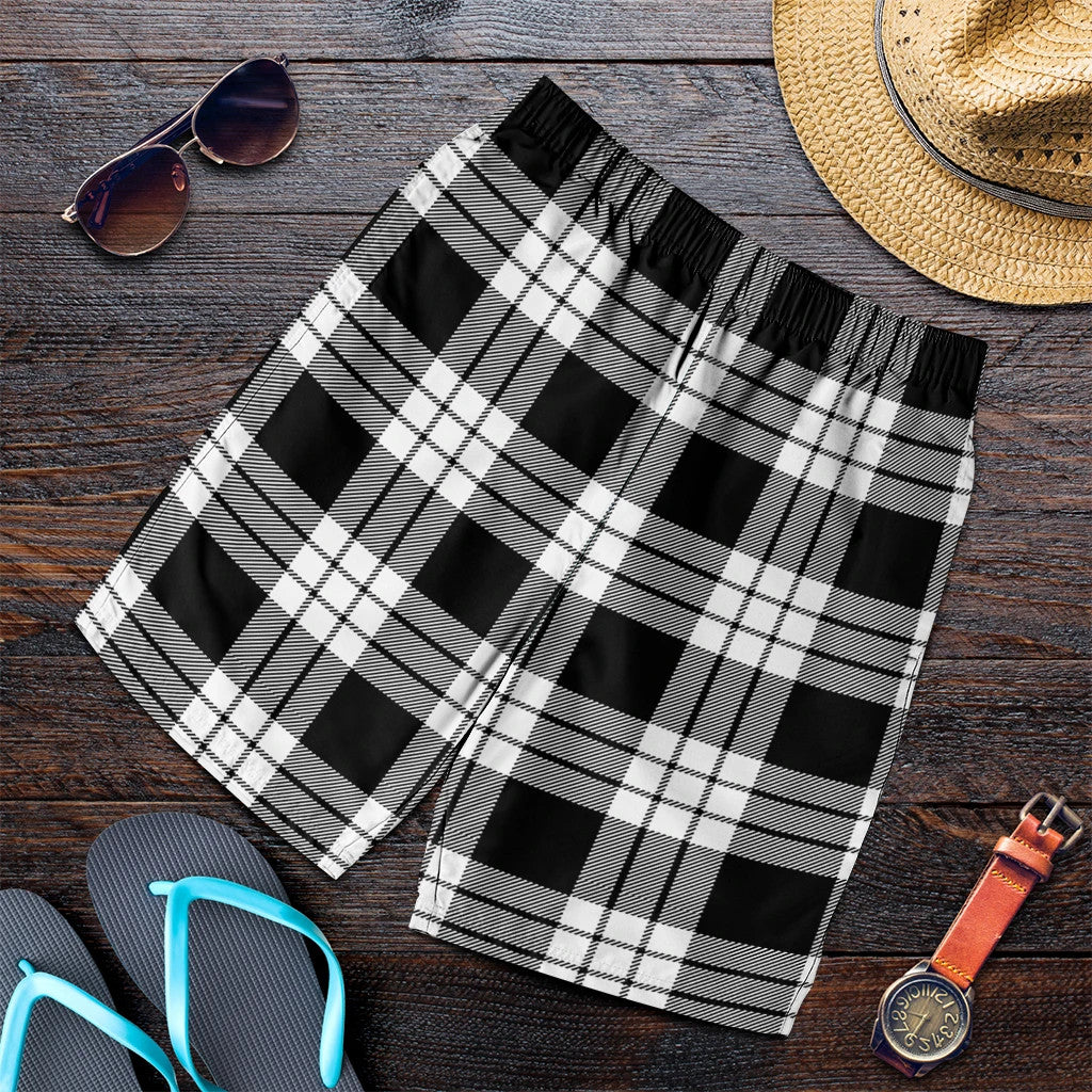 MacFarlane Black & White Tartan Plaid Men's Shorts