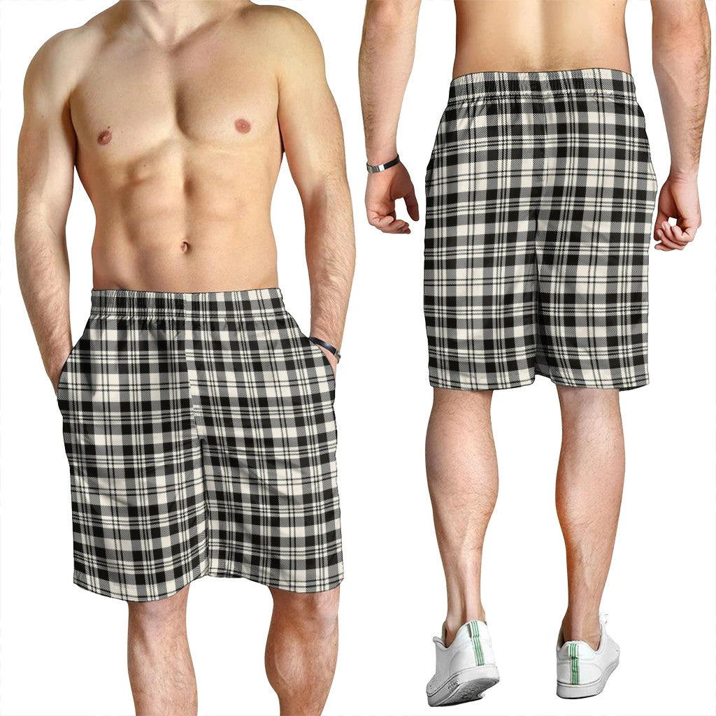 Scott Black & White Ancient Tartan Plaid Men's Shorts