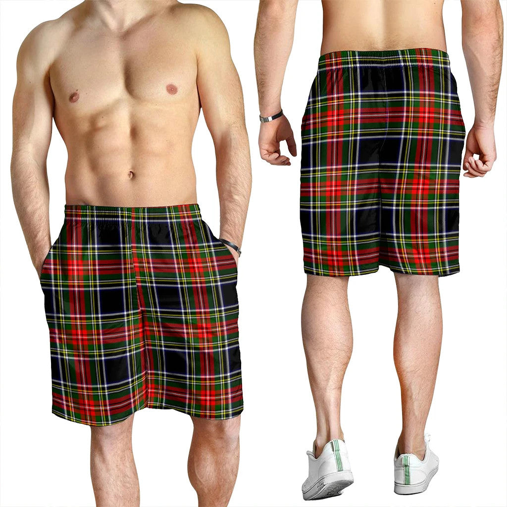 Stewart Black Tartan Plaid Men's Shorts