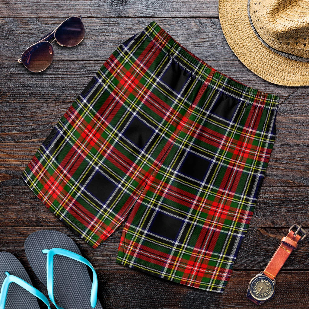 Stewart Black Tartan Plaid Men's Shorts