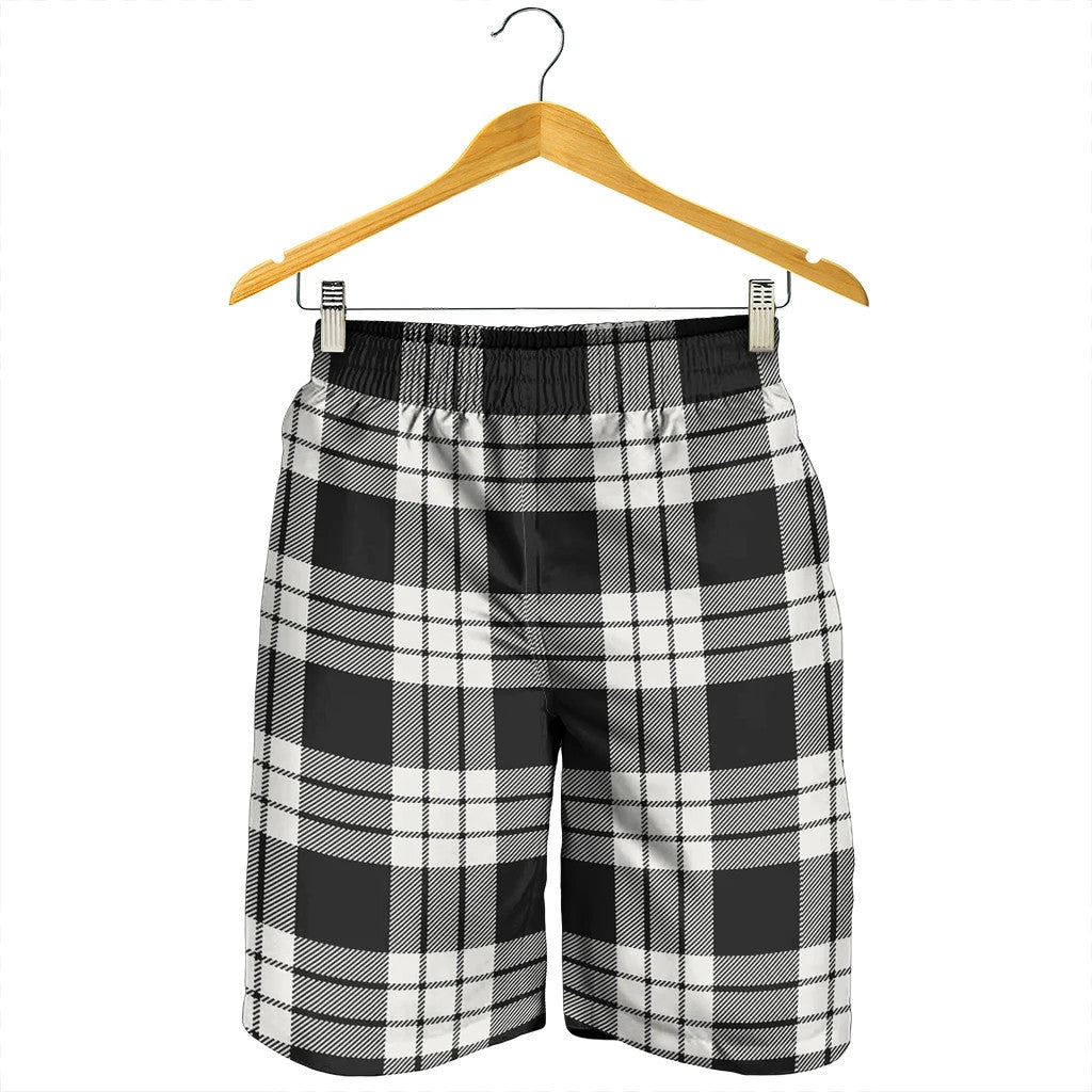 MacFarlane Black & White Ancient Tartan Plaid Men's Shorts