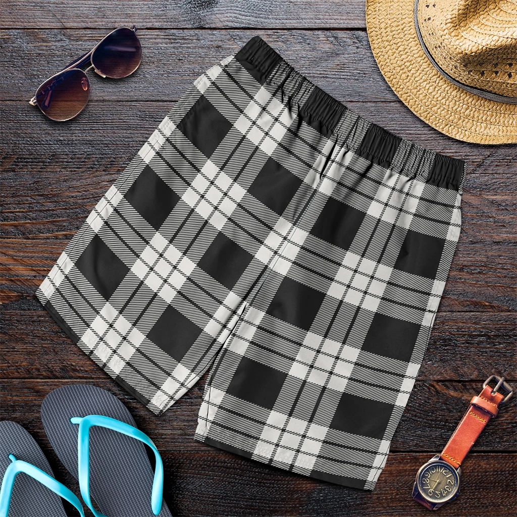 MacFarlane Black & White Ancient Tartan Plaid Men's Shorts