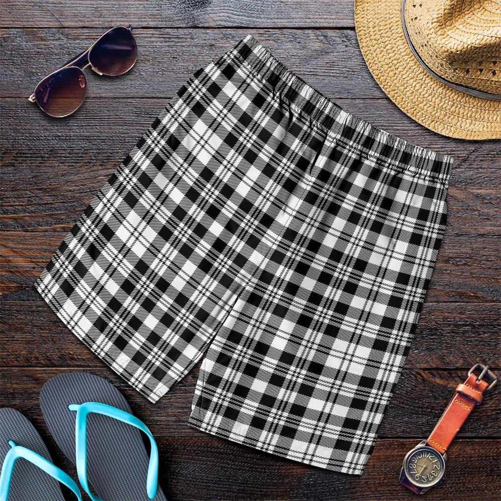 Scott Black & White Modern Tartan Plaid Men's Shorts