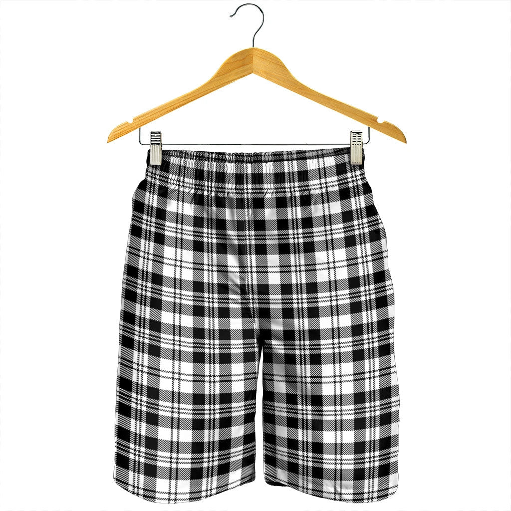 Scott Black & White Modern Tartan Plaid Men's Shorts