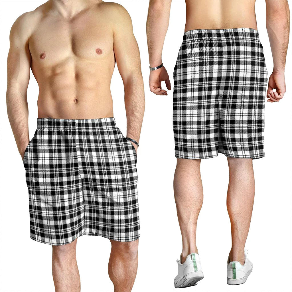 Scott Black & White Modern Tartan Plaid Men's Shorts