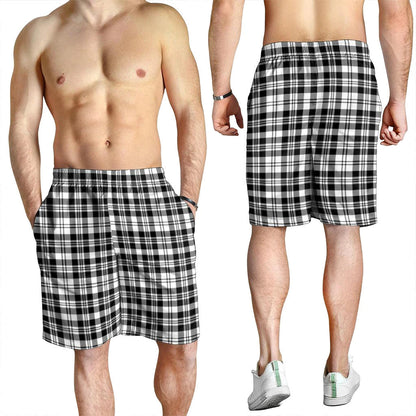 Scott Black & White Modern Tartan Plaid Men's Shorts