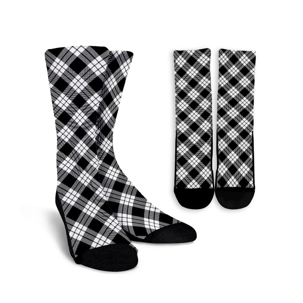 MacFarlane Black & White Tartan Plaid Crew Socks