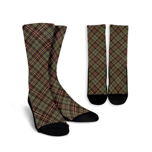 Scott Green Weathered Tartan Plaid Crew Socks