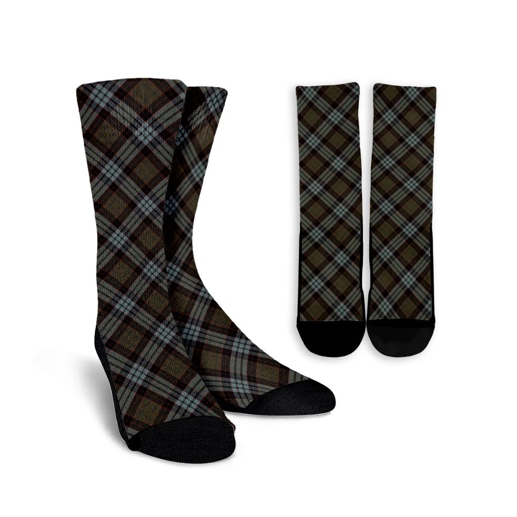 Stewart Old Weathered Tartan Plaid Crew Socks