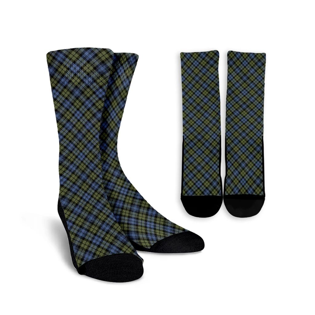 Campbell Faded Tartan Plaid Crew Socks