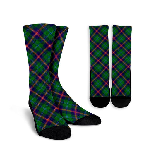 Young Modern Tartan Plaid Crew Socks