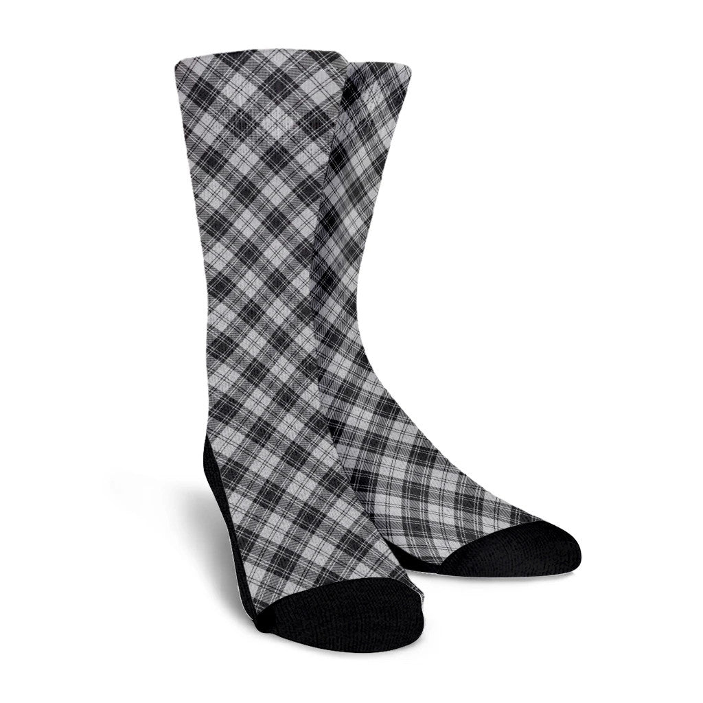 Douglas Grey Modern Tartan Plaid Crew Socks