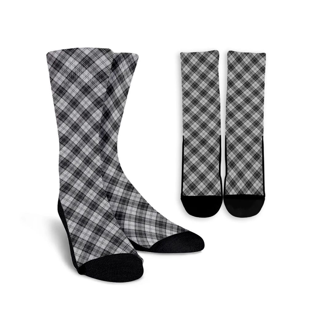 Douglas Grey Modern Tartan Plaid Crew Socks