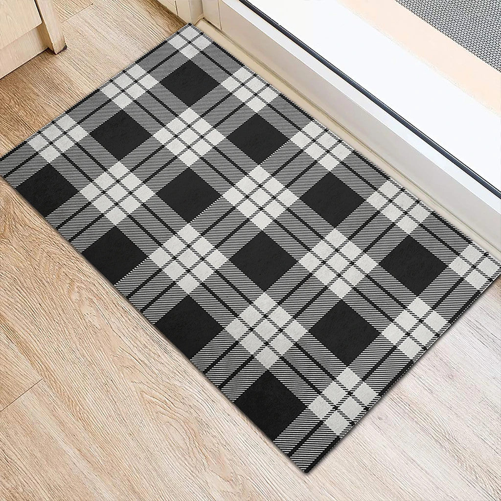 MacFarlane Black & White Ancient Tartan Classic Door Mat