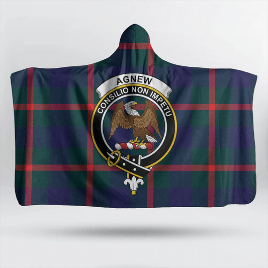 Agnew Modern Tartan Crest Hooded Blanket