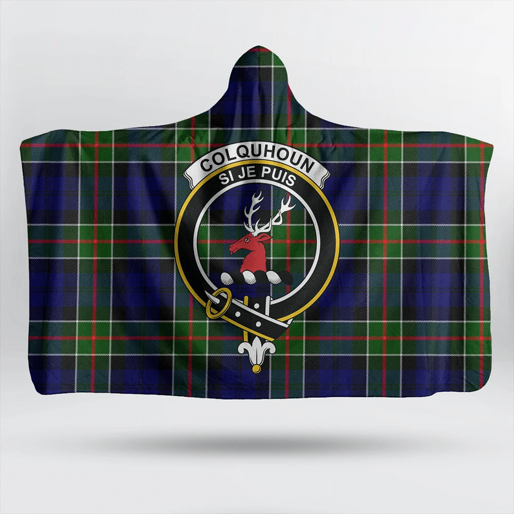 Colquhoun Modern Tartan Crest Hooded Blanket