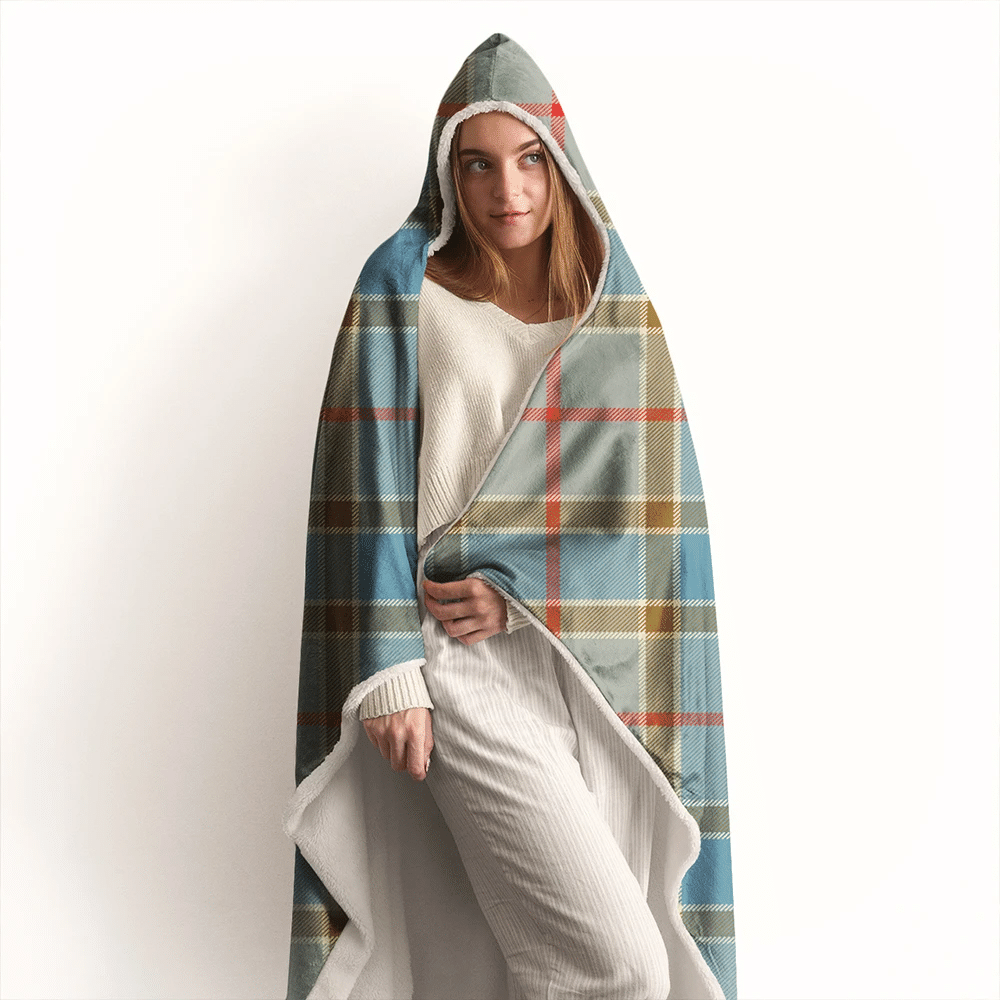 Balfour Blue Tartan Crest Hooded Blanket