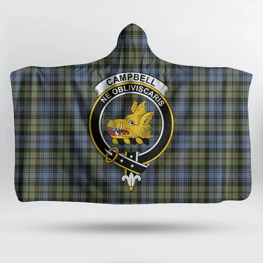 Campbell Faded Tartan Crest Hooded Blanket