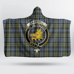 Campbell Faded Tartan Crest Hooded Blanket