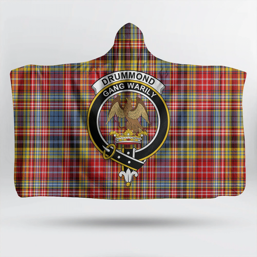 Drummond of Strathallan Tartan Crest Hooded Blanket