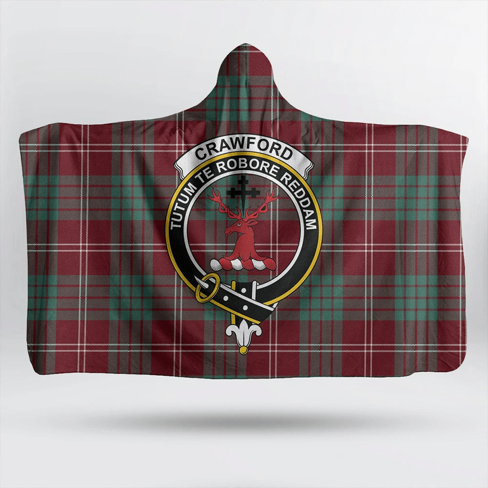 Crawford Modern Tartan Crest Hooded Blanket