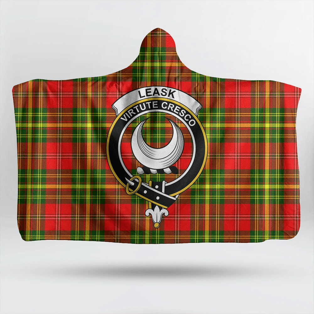 Leask Tartan Crest Hooded Blanket