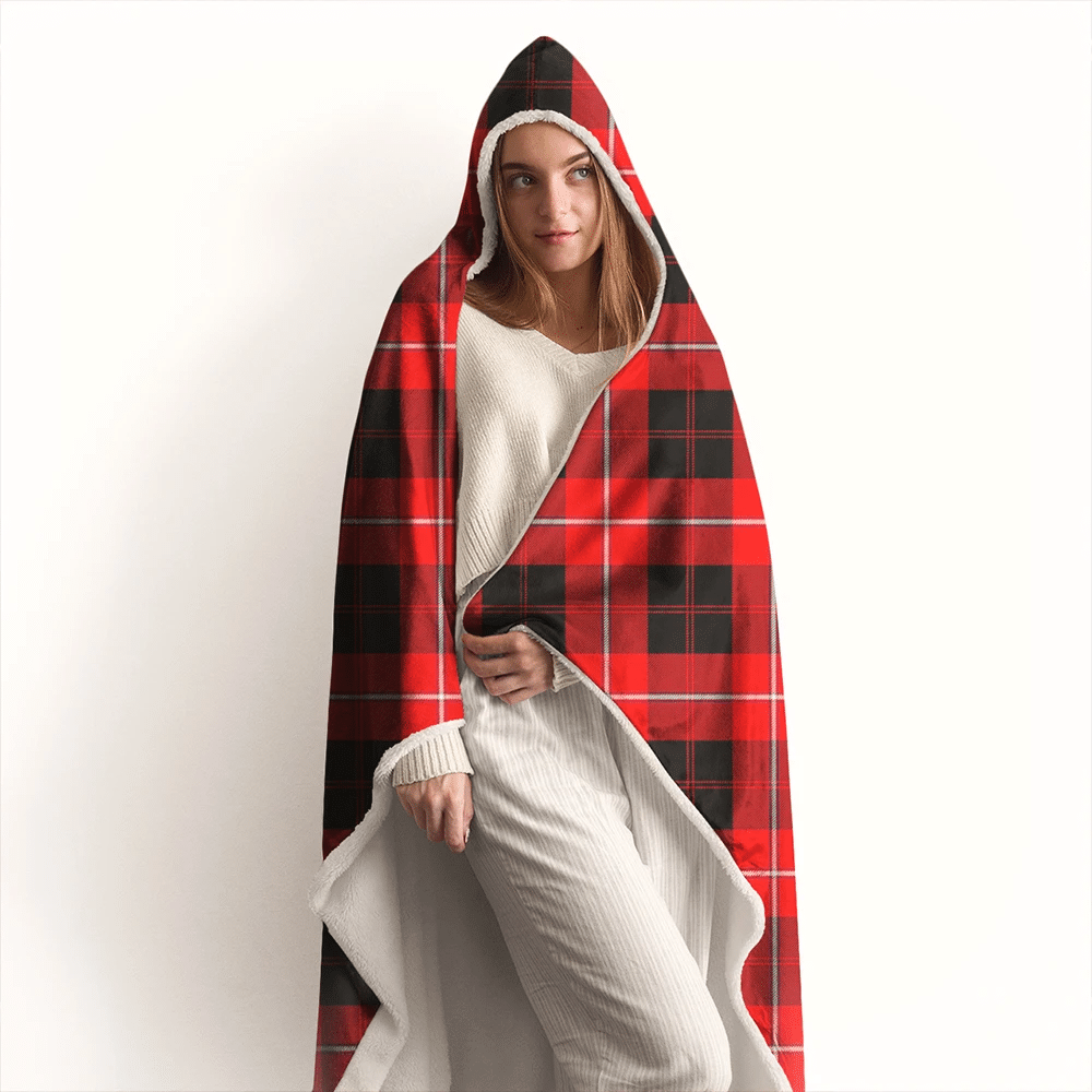 Cunningham Modern Tartan Crest Hooded Blanket