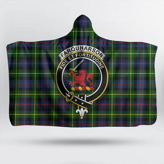 Farquharson Modern Tartan Crest Hooded Blanket