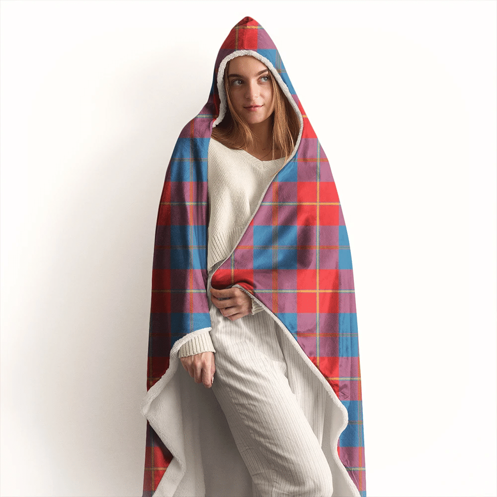 Galloway Red Tartan Crest Hooded Blanket