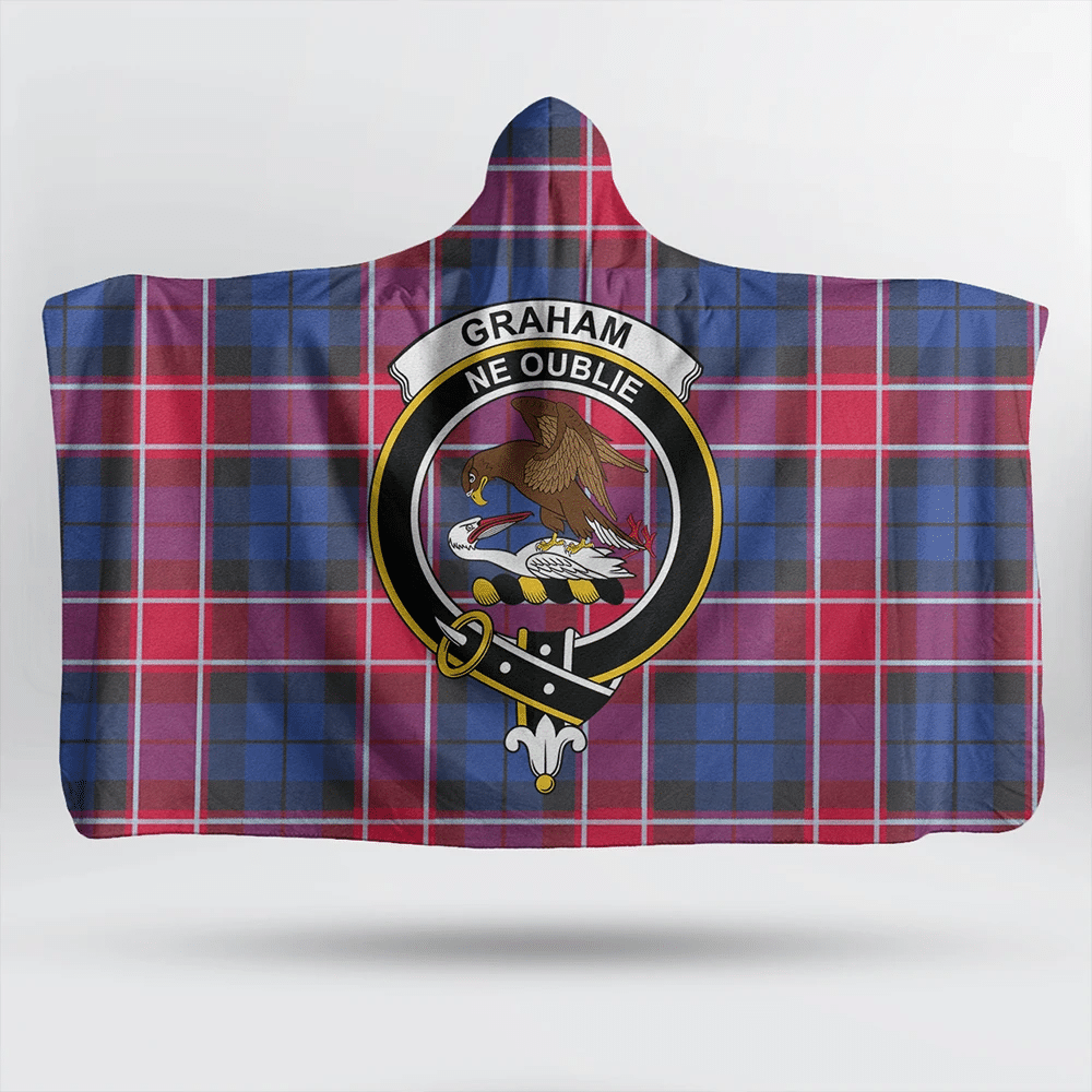 Graham of Menteith Red Tartan Crest Hooded Blanket