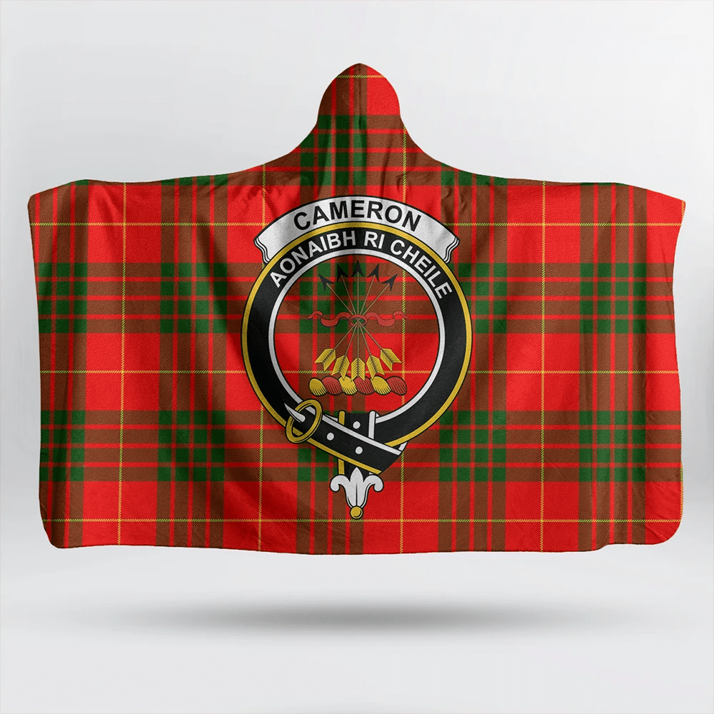 Cameron Modern Tartan Crest Hooded Blanket