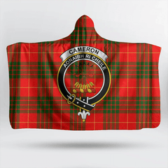 Cameron Modern Tartan Crest Hooded Blanket