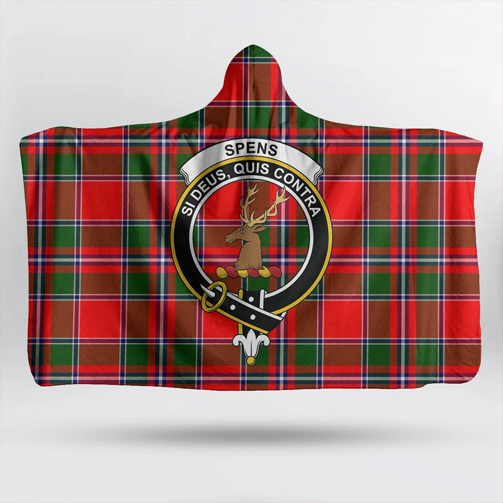 Menzies Black & White Ancient Tartan Crest Hooded Blanket