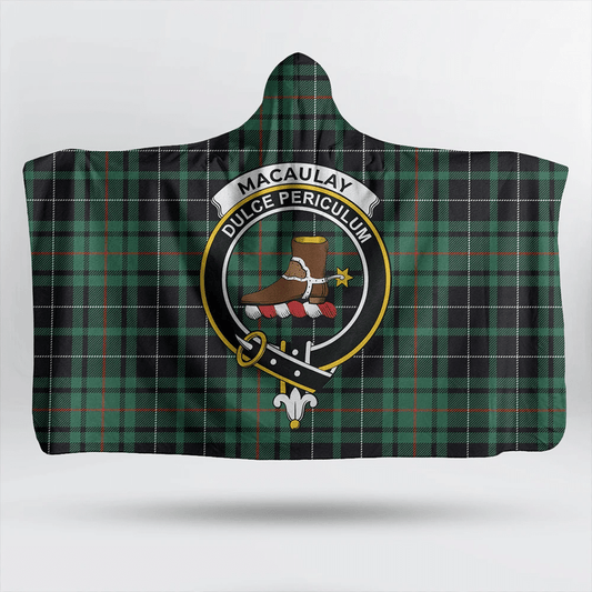 MacAulay Hunting Ancient Tartan Crest Hooded Blanket