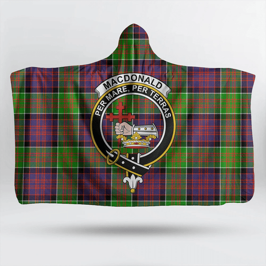 MacDonald of Clanranald Tartan Crest Hooded Blanket