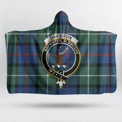 Davidson of Tulloch Tartan Crest Hooded Blanket