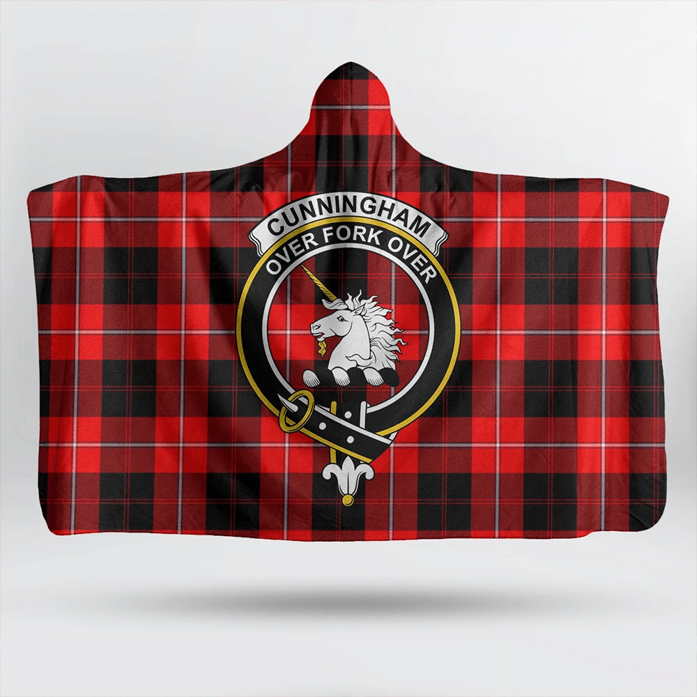 Cunningham Modern Tartan Crest Hooded Blanket