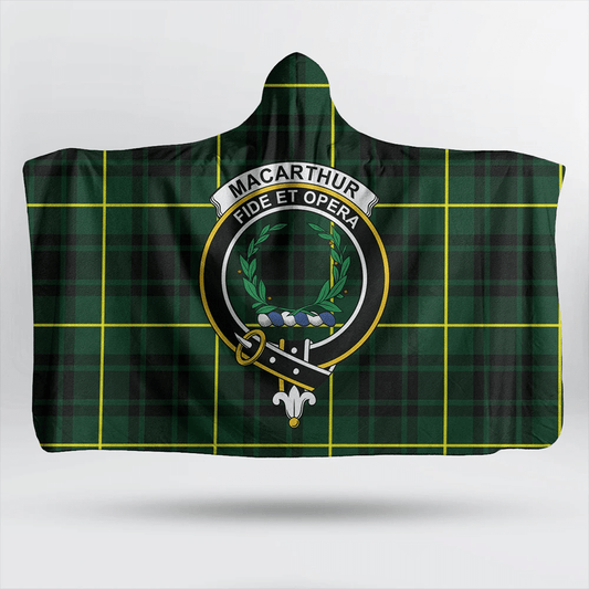 MacArthur Modern Tartan Crest Hooded Blanket