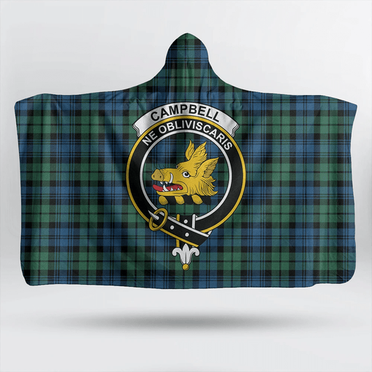 Campbell Ancient 02 Tartan Crest Hooded Blanket