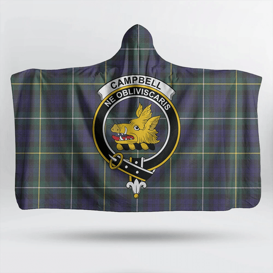 Campbell Argyll Modern Tartan Crest Hooded Blanket