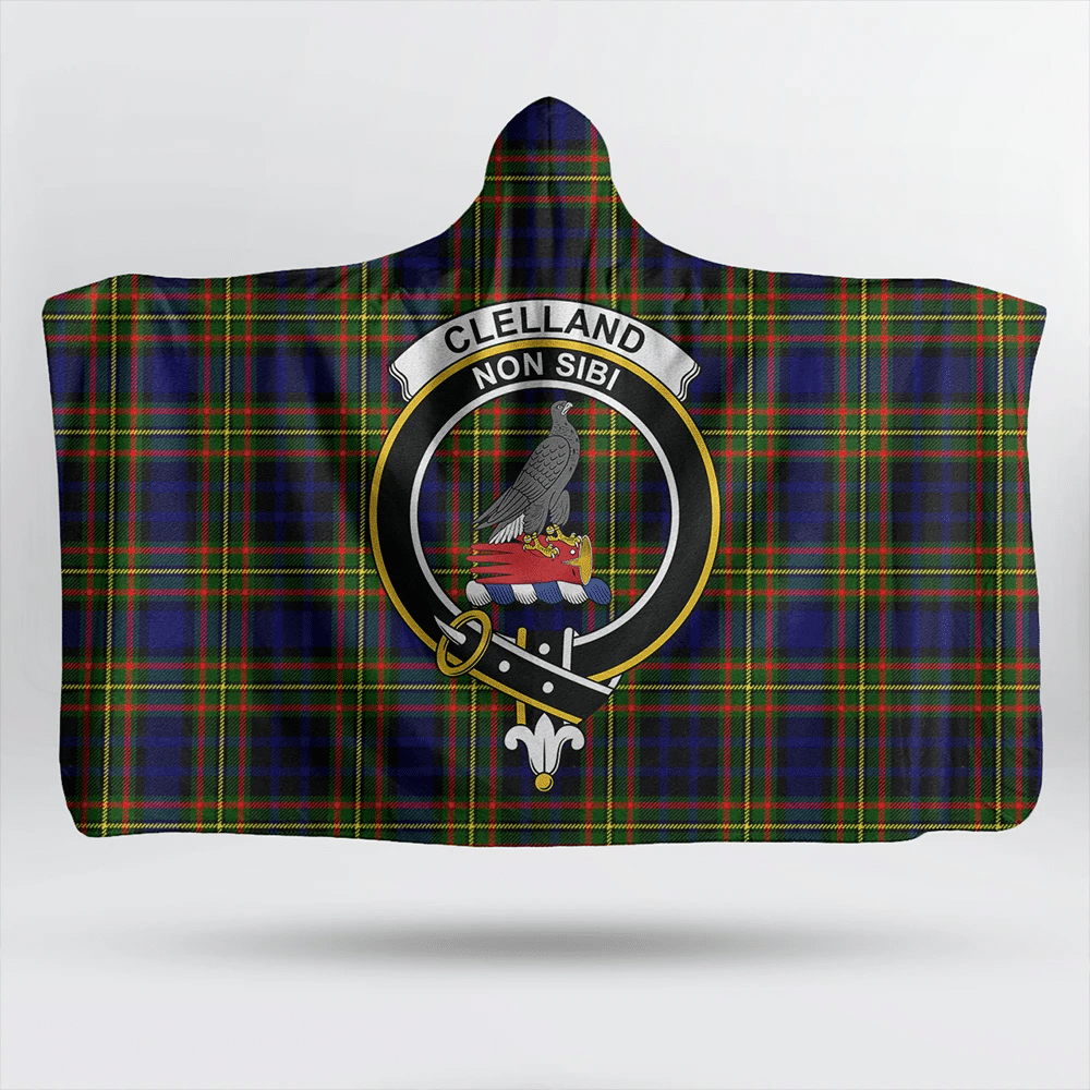 Clelland Modern Tartan Crest Hooded Blanket