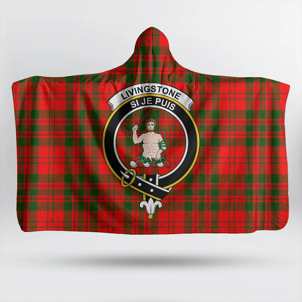 Livingstone Modern Tartan Crest Hooded Blanket